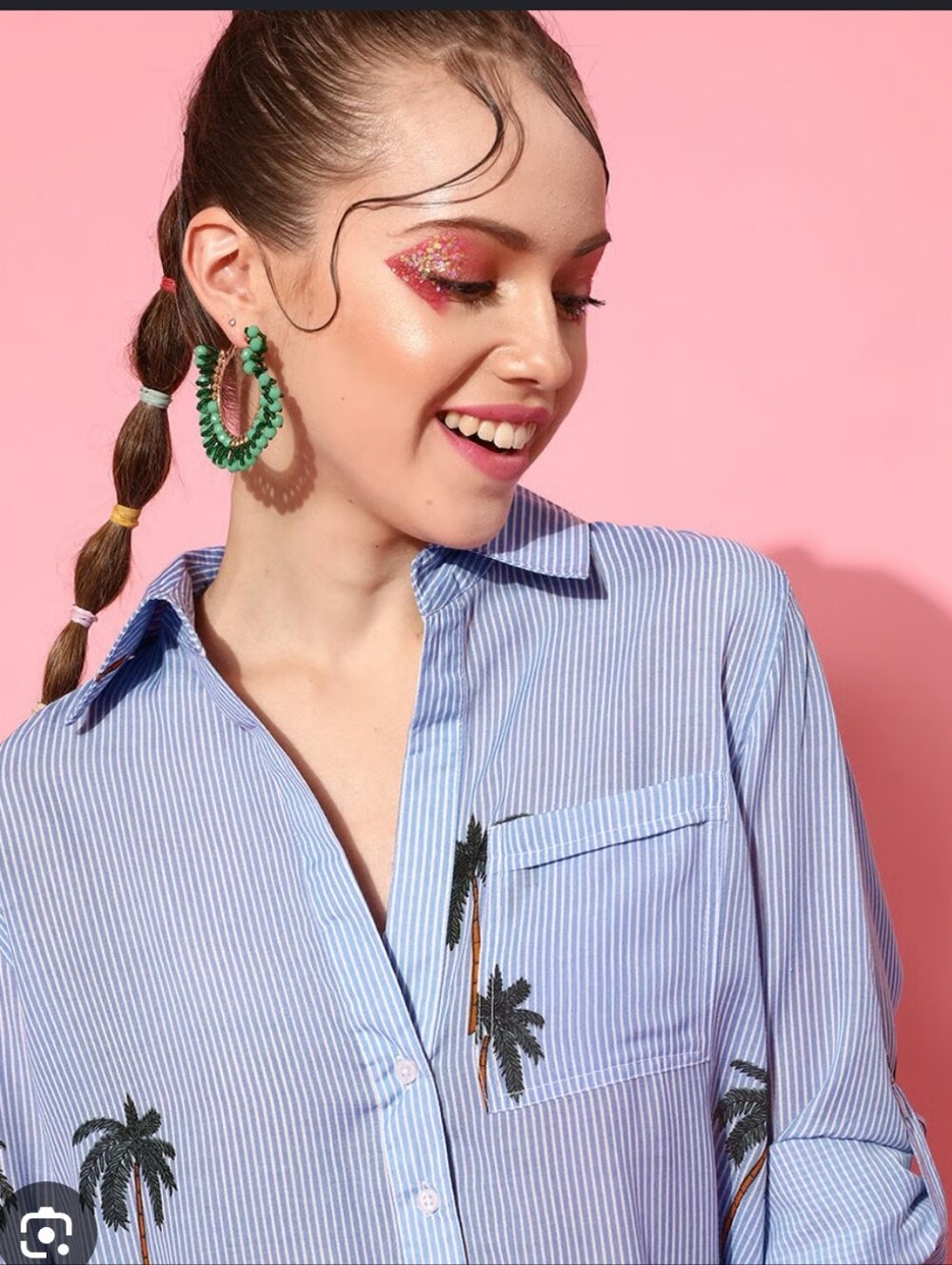 Live 4 Truth Blue & White Striped Palm Tree Blouse